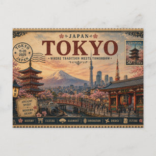 Vintage-Japan-Urlaubs-Souvenir Postkarte