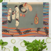 Vintage Japaner Ukiyo-e Wels-Wellen-Kunst Küchentuch (Gefaltet)