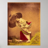 Vintage Japanerin im Wind Poster (Vorne)