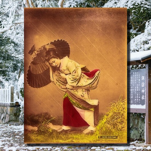 Vintage Japanerin im Wind Poster