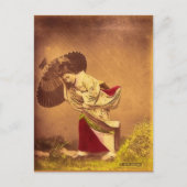 Vintage Japanerin im Wind Postkarte (Vorderseite)