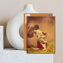 Vintage Japanerin im Wind Postkarte