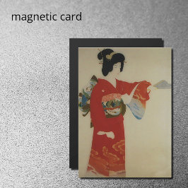 Vintage Japanerin in Rot-Kimono Magneteinladung