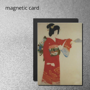Vintage Japanerin in Rot-Kimono Magneteinladung