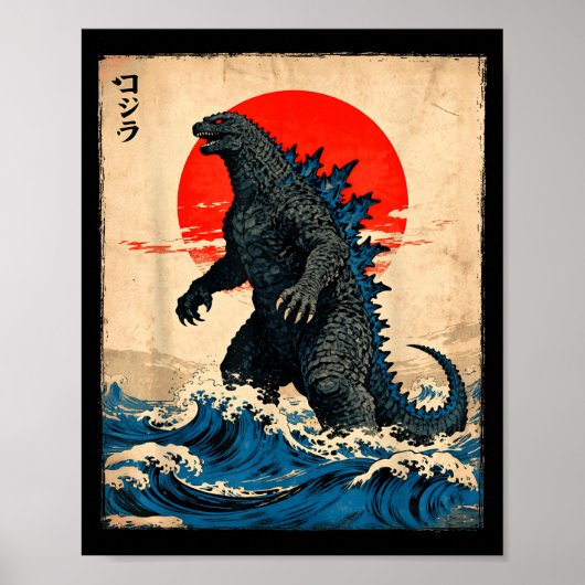 Vintage Japanese Art Kaiju Monster  Poster (Vorne)