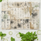 Vintage Japanese Calligraphy Art (2) Geschirrtuch (Gefaltet)