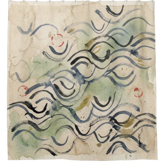 Vintage Japanese Calligraphy Art (6) Duschvorhang (Vorderseite)