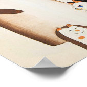 Vintage Japanese Cat Illustration Poster (Ecke)