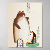 Vintage Japanese Cat Illustration Poster (Vorne)