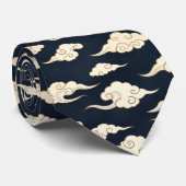 Vintage Japanese Navy Cloud Pattern Krawatte (Gerollt)