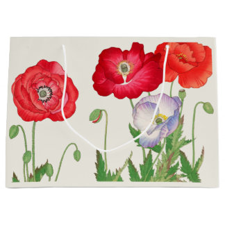 Vintage Japanese Poppy Botanical Art 1917 Große Geschenktüte