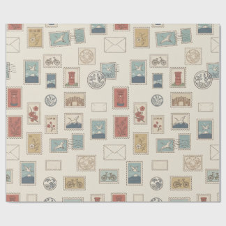 Vintage Japanese Postage Stamps Wrapping Paper Geschenkpapier