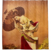 Vintage Japanese woman in the wind  Duschvorhang (Vorderseite)