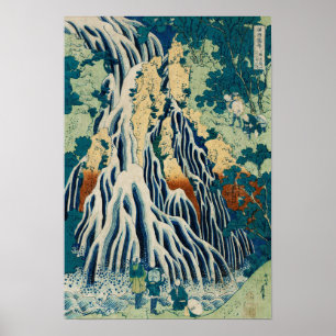 Vintage Japanese Woodblock Waterfall Kirifuri Poster