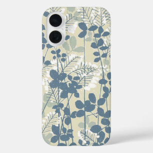 Vintage Japanisch Blau Botanisch: Cremeblattfarn iPhone 16 Hülle