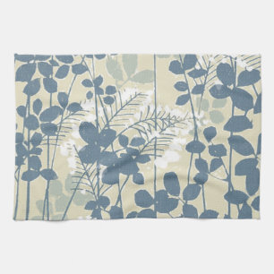 Vintage Japanisch Blau Botanisch: Cremeblattfarn Küchentuch