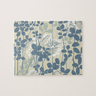 Vintage Japanisch Blau Botanisch: Cremeblattfarn Puzzle
