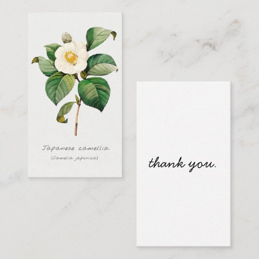 Vintage Japanisch Camellia Botanical Dankeschön Ka Visitenkarte (Vorne/Hinten)