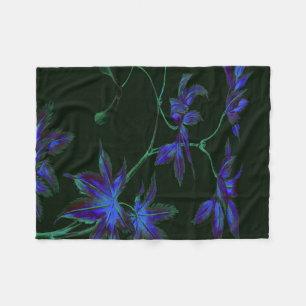 Vintage Japanische Ahornblätter - Blau und Fleecedecke