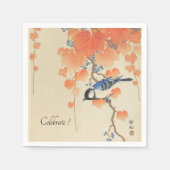 Vintage japanische Aquarelldrucke mit Vogel Serviette (Vorderseite)