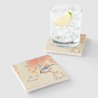 Vintage japanische Aquarelldrucke mit Vogel