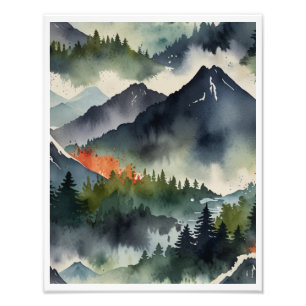 Vintage japanische Bergwelt Fotodruck