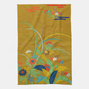 Vintage Japanische Blumen Wildblume G.A. Audsley Geschirrtuch