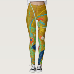 Vintage Japanische Blumen Wildblume G.A. Audsley Leggings