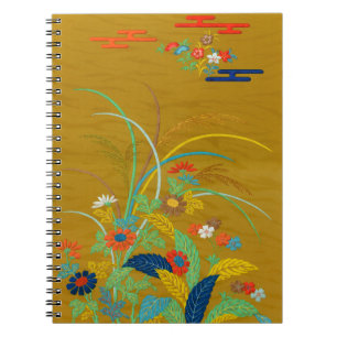 Vintage Japanische Blumen Wildblume G.A. Audsley Notizblock
