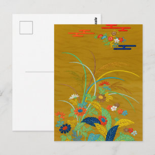 Vintage Japanische Blumen Wildblume G.A. Audsley Postkarte
