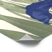 Vintage japanische Blumenkunst Lila Iris-Blume Poster (Ecke)