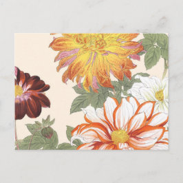 Vintage japanische Blumenkunst Orange Rote Blume Postkarte