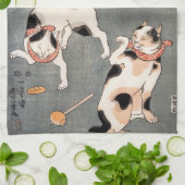Vintage japanische Chat-Kunst Küchentuch (Gefaltet)