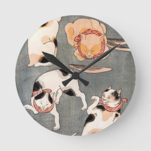 Vintage japanische Chat-Kunst Runde Wanduhr