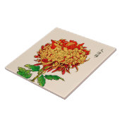 Vintage japanische Chrysantheme. Gold und Orange Fliese (Seite)