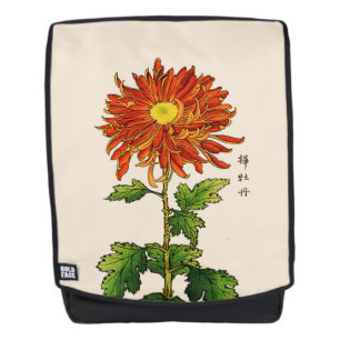 Vintage-Japanische Chrysantheme. Orange und Gold Rucksack