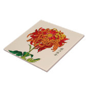 Vintage japanische Chrysantheme. Rost und Orange Fliese (Seite)