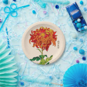 Vintage japanische Chrysantheme. Rost und Orange Pappteller (Party)