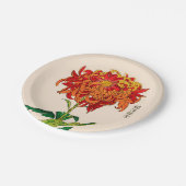 Vintage japanische Chrysantheme. Rost und Orange Pappteller (Schrägansicht)