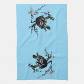 Vintage japanische Crow- und Kirschblüten Geschirrtuch (Vertikal)