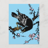 Vintage japanische Crow- und Kirschblüten Postkarte (Vorderseite)