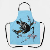 Vintage japanische Crow- und Kirschblüten Schürze (Vorderseite)