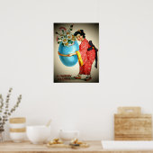 Vintage japanische Dame, Eiervase mit Blume, ZSSG Poster (Küche)