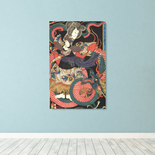 Vintage japanische Drachenkunst Leinwanddruck (Insitu (Holzboden))