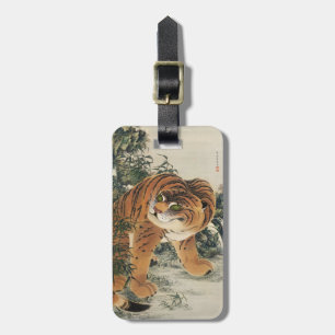 Vintage Japanische Edo-Tiger-in-Bambuswald-Kunst Gepäckanhänger