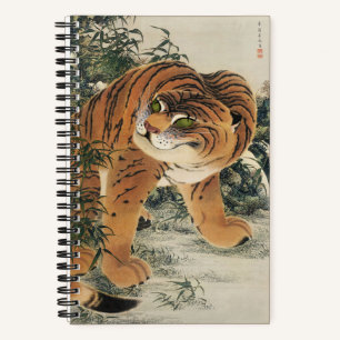 Vintage japanische Edo-Tiger-in-Bambuswald-Kunst Notizblock