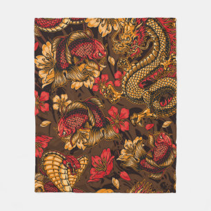 Vintage japanische Elemente nahtlos mit fa Fleecedecke