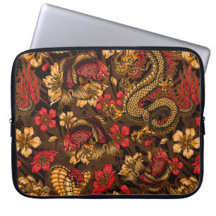 Vintage japanische Elemente nahtlos mit fa Laptopschutzhülle