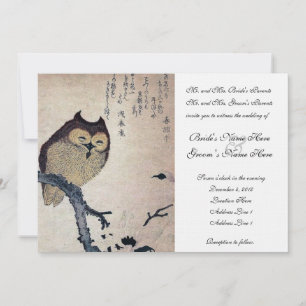 Vintage japanische Eulen-Hochzeitseinladung Einladung