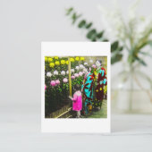 Vintage japanische Familie auf Chrysanthemum Show Postkarte (Stehend Vorderseite)